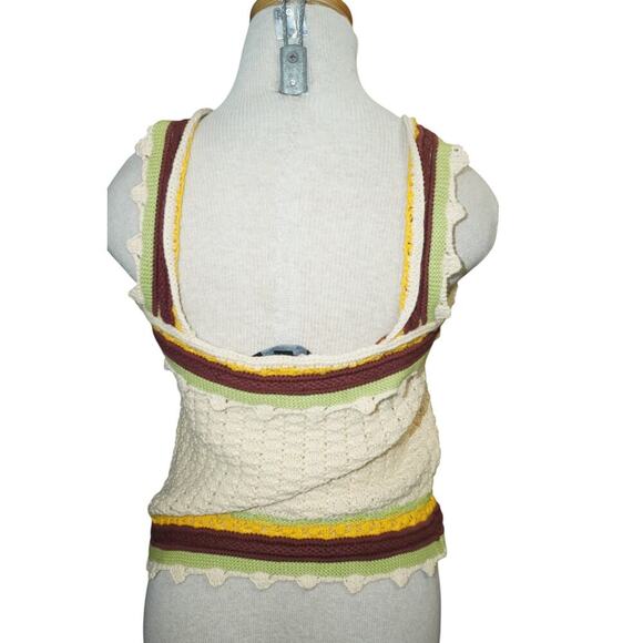 Marc New York Crochet Knit Tank Top Multicolor Boho Sleeveless M - Picture 4 of 5